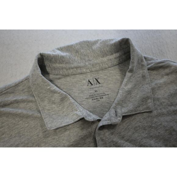 Armani Exchange AX Designer Polo Shirt Stretch Gray Short Sleeve Mens Size XL - Picture 6 of 7